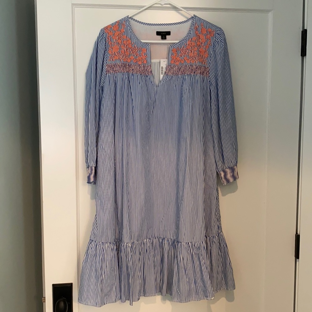 J. Crew blue striped dress